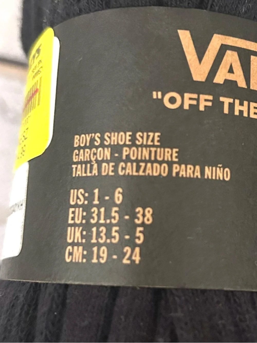Vans Black Crew Socks with Black Logo - 3 Pack Boys Sz 1 - 6 NWT